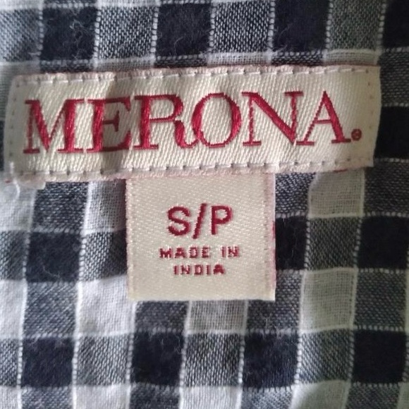 Merona ~Blue & White Classic Check ~Buttons, Collared & Long Sleeved ~Small - Picture 12 of 13